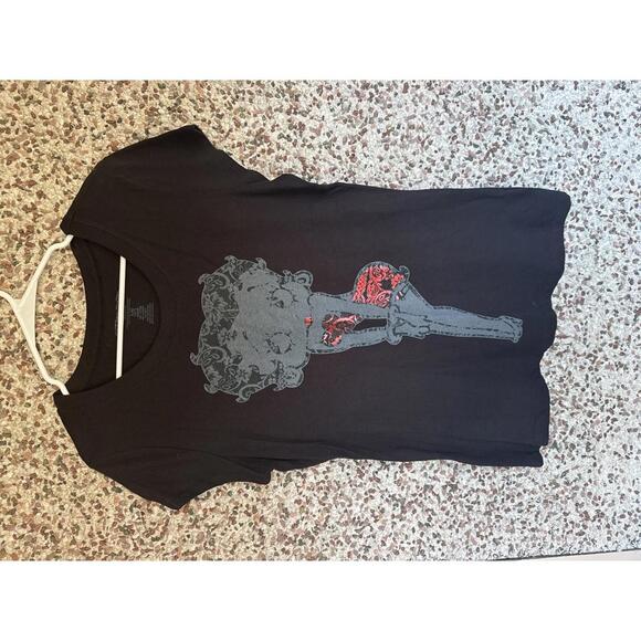 Betty Boop Juniors XL Black Graphic Tee Red Accent Vintage Style T-Shirt - Picture 1 of 3